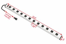 Commercial Metal 12 Outlet Power Strip Surge Protector 300J AC15A 125V 1875W picture