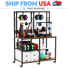 Heavy Duty 3D Printer Stand Mobile Workbench w/ Filament Storage Lockable Wheels picture