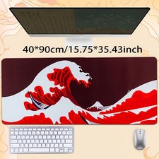 1pc High-Definition Printed Mouse Pad, Red Wave Great Wave Pattern Fashion New picture
