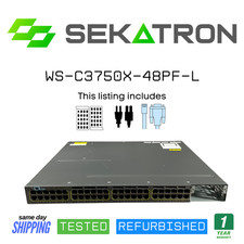 ♻️ Cisco WS-C3750X-48PF-L 48-Port PoE+ Gigabit Switch – No Front Cover ⚡FastShip picture