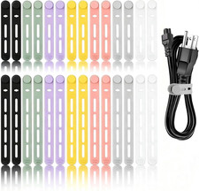 28Pcs Silicone Cable Ties Reusable, Multipurpose Cable Management Organizer, Adj picture