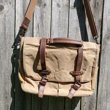 Newhey Canvas Leather Messenger Bag For Laptop Crossbody Stap Breifcase Used picture