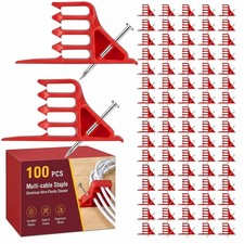 100 PCS MultiCable Staple Electrical Wire Plastic Stacker Red Organizer picture