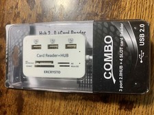 New ERCRYSTO Card Reader, 3 Ports USB Hub, High Speed External Memory WHITE picture