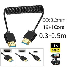 8K 48Gbps Mini Micro HDMI to HDMI Coiled Cable for Projector, Monitor, Camcorder picture