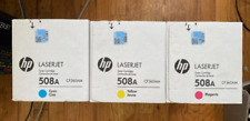 Genuine HP 508A Cyan/Magenta/Yellow LaserJet Toner Cartridges Brand New Sealed picture