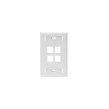 Leviton 42080-4WS Single-Gang Quickport Wallplate with ID Windows 4-Port White picture