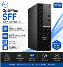 Dell OptiPlex SFF Desktop PC i7-10700 32GB RAM 512GB NVMe Win 11 Pro WiFi OFFICE picture