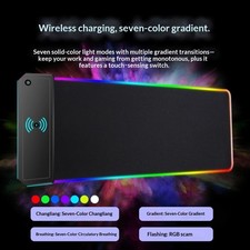 RGB Wireless Charging Glowing Mouse LED Large Thickened Gaming Office Desk Mat picture