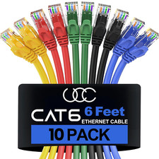 Cat 6 Ethernet Cable 6 FT (10 Pack), Cat6 Patch Cable, High Speed 10Gbps 500Mhz picture