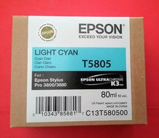 12-2018 NIB Genuine Epson T5805 Light Cyan K3 80ml Ink Stylus 3800/3880 T580500 picture
