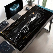 1pc Large Size Esports Gaming Mouse Pad, Racing Blueprint Tech Style Mechanica picture