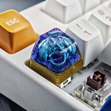 “Yu-Gi-Oh” Blue-Eyed White Dragon Transparent Resin Drip-Coated Keycaps picture