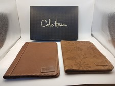Cole Haan Set Of 2 Brown Leather Folio Cases Tablet Sleeves Organizers picture