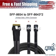 SFF-8654 8I 74Pin PCI-E Ultraport Slimline SAS Slim 4.0 to Dual SFF-8643 50CM picture
