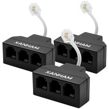 RJ11 Cable 3 Way Splitter3 Pack 6P4C Connector Phone Line Cord Adapter with 3... picture