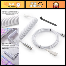 Custom Coiled USB C Cable for Gaming Keyboard, 1.5M, Detachable Metal Aviator, W picture