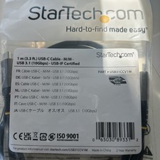 StarTech.com 3.3' Display Port Cable Gray/Black, USB type C,  M/M (USB31CCV1M)  picture