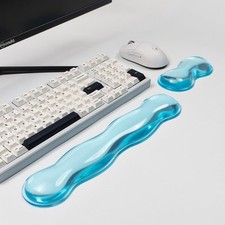 1 Set Blue Clear Silicone Gel Keyboard And Mouse Wrist Rest Support picture