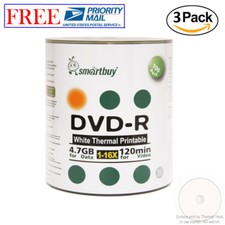 300 Pack Smartbuy DVD-R 16X 4.7GB White Thermal Hub Printable Data Record Disc picture