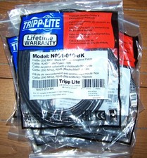 Tripp Lite 10' Black Cat5e Cat5 Snagless RJ45 UTP Patch Cable 10ft N001-010-BK picture