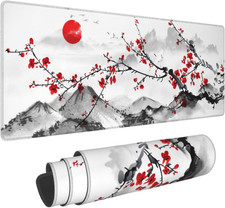 Watercolor Cherry Blossom Mouse Pad Extended 31.5x11.8 Inch Pink Large Desk Non picture