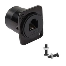 Rj11 Rj12 6P6c Panel Mount Connector Black Zinc Alloy Durable Telecom Adapter picture