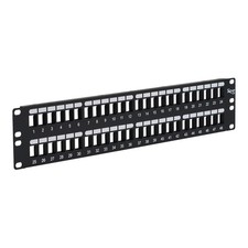 48-Port Blank Keystone Patch Panel, 2U, for Slim Body Jacks, Black picture
