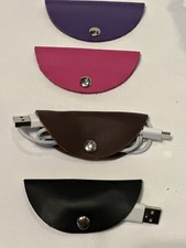 Leather Cable Holder - Earphones USB Wire Cords Tech EDC Organizer - 4 Pack picture