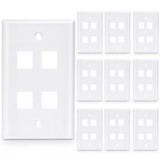 20 Pcs - 4 Port Wall Plate Keystone RJ45 Cat6 Cat5e Insert Jack White WallPlate picture