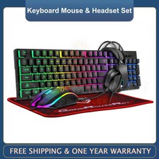 RGB PC Gaming Keyboard Mouse & Headset Set LED Gamer Bundle Mechanical Kits 4IN1 picture