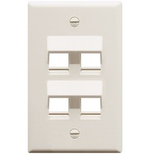 ICC FACEPLATE ANGLED 1-GANG 4-PORT WHITE IC107DA4WH UPC 633758012102 picture