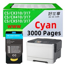 70C1HC0 Cyan Toner Cartridge Compatible for Lexmark CS310 CS410 CS510 CX310 410 picture