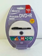 MEMOREX PRINTABLE DVD-R 10 Pack with Marker 10pk ~ Ships FREE picture