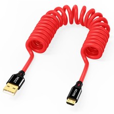 AGVEE 3ft Coiled USB-A to Micro USB Cable, [USB-IF Certified] 3ft, Red picture