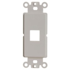 1 Port Hole Wall Plate Insert Filler Keystone Jack Decora Style Faceplate White picture