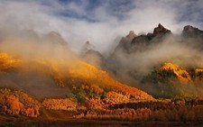 Landscape fall forest mountains nature mist colorado Custom Gaming Mat Desk picture