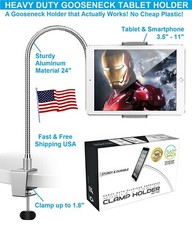 Aluminum Gooseneck Tablet Mobile Clamp Holder Bed Flexible Long Arm 360 Rotating picture