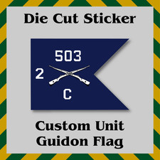 Custom Guidon Flag Sticker, Infantry Unit, Die-Cut Vinyl Printed Decal, US Army picture
