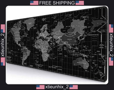 Large Desk Mat with Non-Slip Base, 31.5x11.8 Inch Black World Map Mouse Pad picture