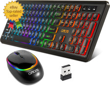 Wireless Keyboard and Mouse  Rechargeable LED Combo RGB Backlit Keypad Silent US picture