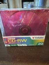 NEW Verbatim CD-RW 700MB 80Min 20 Disc Pack Assorted Colors in Slim Jewel Cases picture