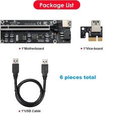 (6 Pack) PCIE Riser Card 8 Capacitors,GPU Extender Riser Card Graphics Card picture