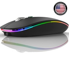 Sleek Matte Black Bluetooth Mouse - Rechargeable, Silent & Colorful LED Features picture