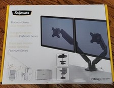 FELLOWS - PLATINUM SERIES DUAL MONITOR ARM - BLACK - NEW IN UNOPENED BOX picture