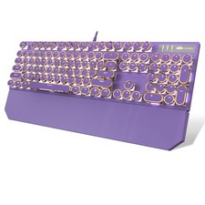 Camiysn Typewriter Style Mechanical Gaming Keyboard, Purple Retro Punk Gaming... picture
