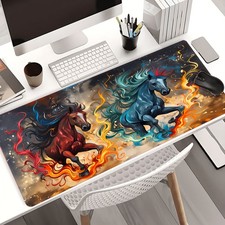 1pc High-quality Keyboard and Mouse Pads Fire And Ice Horses Pattern Mousepad picture