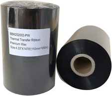 Premium Wax Thermal Transfer Ribbon 4.33 x 1476 Inch 1 Roll For Zebra Printer picture