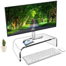 AMT 16 Inch Acrylic Laptop Monitor Stand, Computer Riser with Cat Keyboard Pr... picture