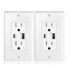 2PK High Speed Dual USB Type C Outlet 4.2A Tamper Resistant for Phone Android UL picture